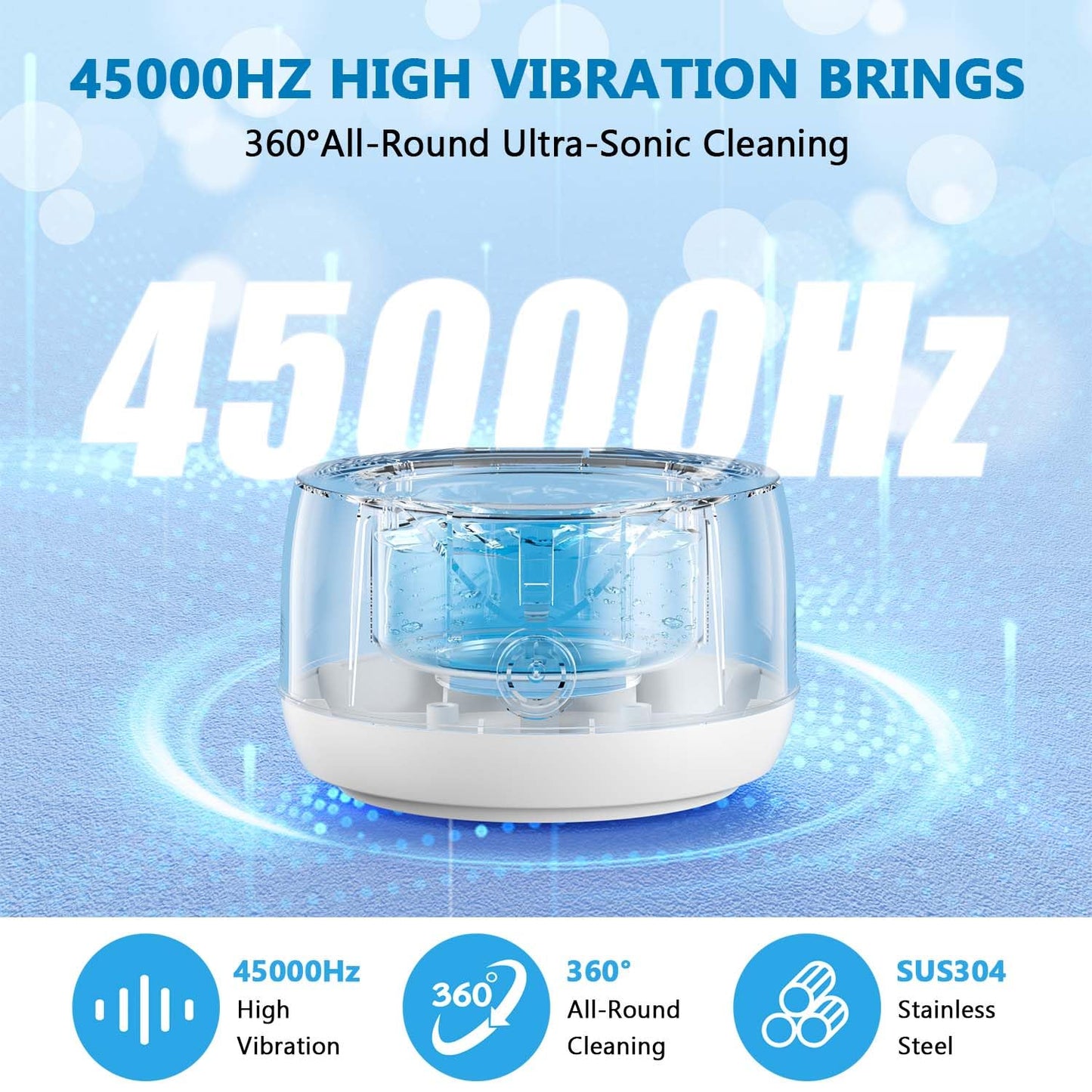 Ultrasonic Retainer Cleaner Machine 45kHz 200ml Portable Ultra Sonic Retainer Cleaner for Dental Retainer Mouth Guards Aligner Night Guard Braces Toothbrush Jewelry