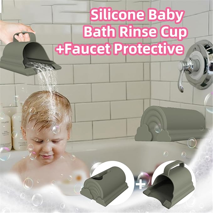 Baby Bath Rinse Cup Silicone Baby Shampoo Rinser Hair Shampoo Rinser Portable Bathing Tool For Kids Toddler Body Washing Baby Bath Rinse Cup Portable Baby Bath Cup Baby Shampoo Rinser Gift For Toddler