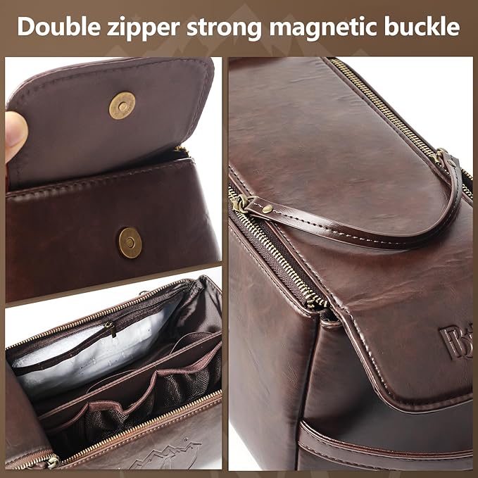 Personalized Toiletry Bag for Men,Initial Mens Toiletry Bags for Traveling,Men Travel Toiletries Bag,PU Leather Shaving Bag for Toiletries Accessories kit,Dark Brown Z