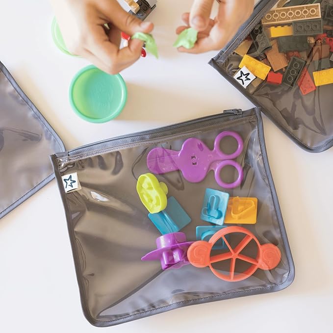 Tiny Twinkle Diaper Bag Organizing Pouches | Mess-Proof Clear Front Travel Organizer Bags | TSA Approved Toiletry Bag Set for Baby and Mom Essentials