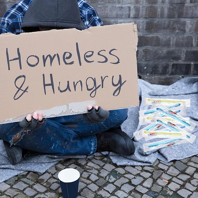 300 Sets Bulk Disposable Toothbrushes Toothpaste Floss Individually Wrapped Dental Floss Pick Kit Homeless Hygiene Kit Bulk Homeless Care Package Supplies for Travel Hotel (Blue,Pink)