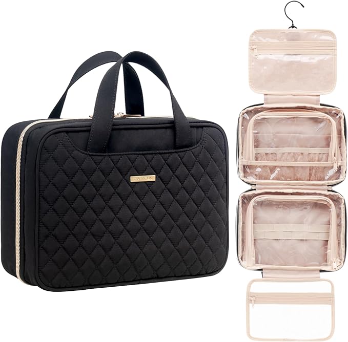 Everfun Hanging Travel Toiletry Bag for Women Traveling With Leakproof Compartment Makeup Cosmetic Organizer Dopp Kit Travel Accessories Essentials Must Have