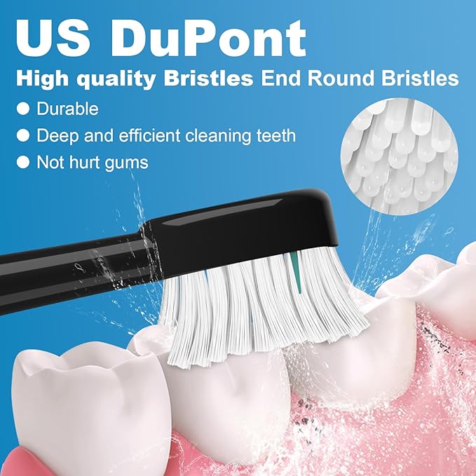 Replacement Brush Heads for WaterPik Sonic-Fusion 2.0 Flossing Toothbrush (SF-03/SF-04) and Sonic-Fusion Flossing Toothbrush (SF-01/SF-02),5 Count Black with Covers