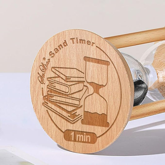 SuLiao Wooden Sand Timer 1 Minute Hourglass, Wood Black Sand Clock, Small Watch 1 Min Timer, Hour Glass Sandglass for Home, Reloj De Arena, Office, Decorative, Game, Classroom