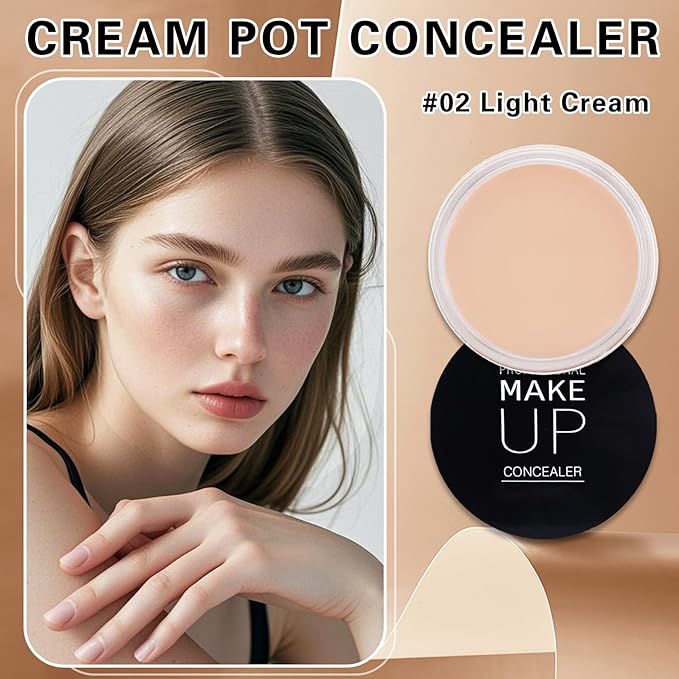 Under Eye Concealer for Dark Circles with Primer,Tattoo Cover up Makeup,Waterproof Color Correcting Concealer Makeup,Nourishing and Moisturizing,Cruelty-free（02 Light Cream）