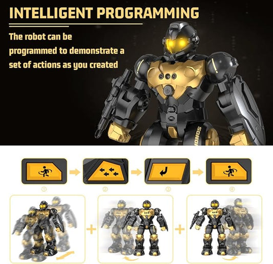 SONOMO Toys for 6-9 Year Old Boys, RC Robot Gifts for Kids Intelligent Programmable Robot (Black)