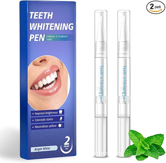 Teeth Whitening Pen, Teeth Whitener Kit Tooth Whitening Pen Gel Effective for Professionally Stain Removal, Painless, Low Sensitivity(Pack of 2)
