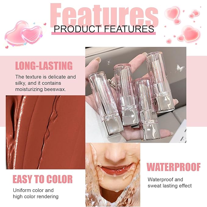 Brown Honey Tinted Lip Stain Lip Balm Lip Gloss Lipstick, Sheer Hydrating Lip Stains Tint, Moisturizing Lip Color for All Skin Tones, Nourishing Lip Balm with a Hint of Natural Black Cherry Tint