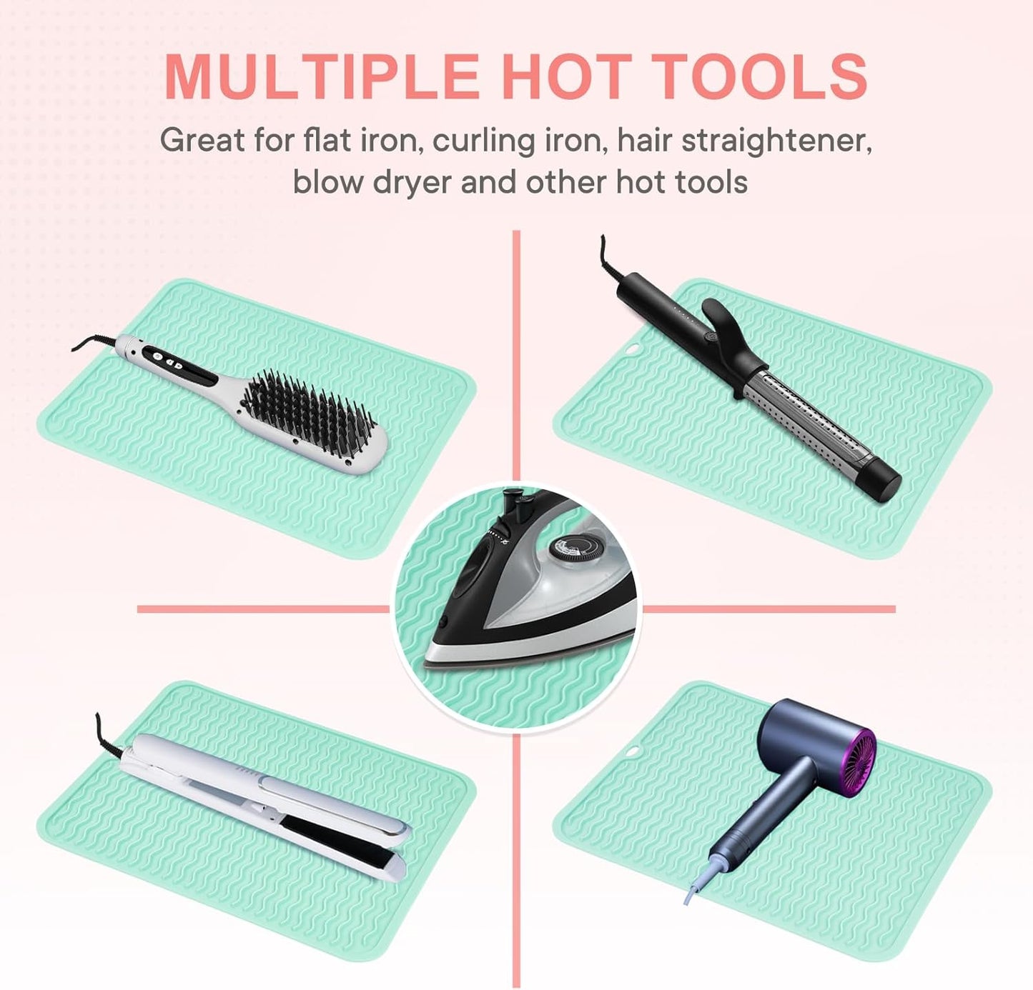 Oversize Silicone Heat Resistant Mat, Portable Travel Mat Cover for Curling Irons, Flat Irons, Hair Straightener and Hot Hair Styling Tools(14.2" x 11")