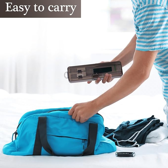 Toothbrush Travel Case 2 Pack, Clear Black Toothbrush Case Holder Travel Size Plastic Toothbrush Holder Toothpaste Storage Container Portable for Traveling, 7.87 x 2.36x 1.18”