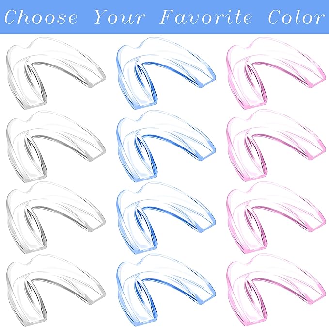 Kids Mouth Guard Blue for Grinding Teeth 8 Pack Moldable Night Guards for Clenching Teeth | Comfortable Nighttime Protection Guard | Including Hygiene Case & Gel Ice Pack