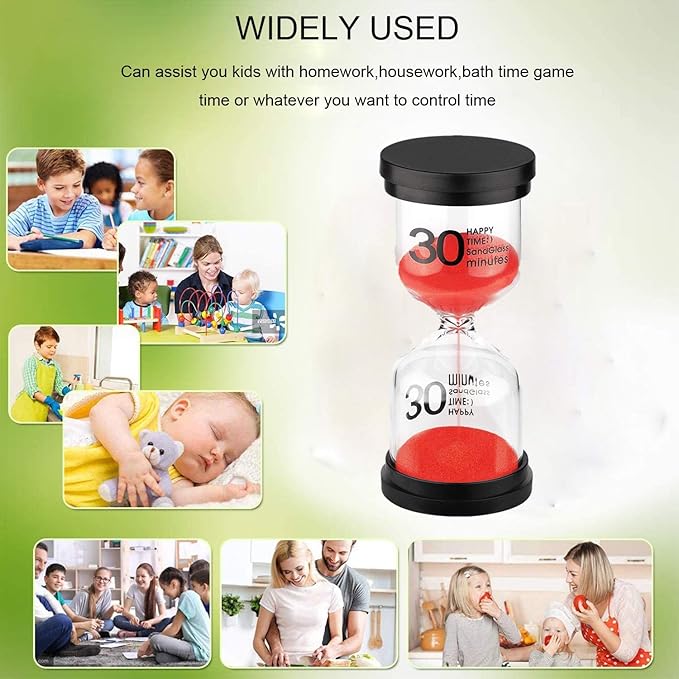 SuLiao Hourglass 30 Minute Sand Timers: Large Colored Red Sand Clock, Reloj De Arena 30 Minutos, Plastic Hour Glass Sandglass for Kids, Games, Classroom, Kitchen, Decor