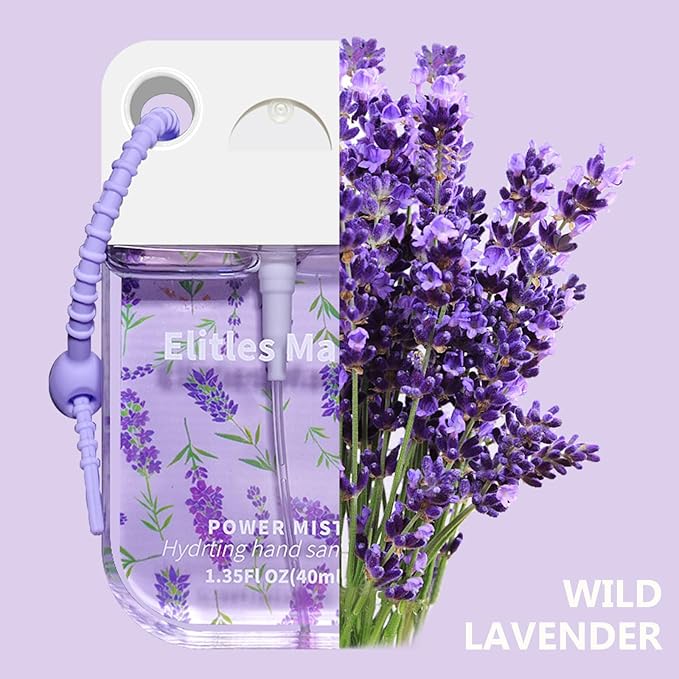 Hand Sanitizer Spray, 4Pack Spray Hand Sanitizer Travel Size With Cute Keychain, Scented Power Mist Hydrating for Kids Christmas Gifts,1.35FL.OZ (Watermelon,Citrus,Strawberry,Lavender