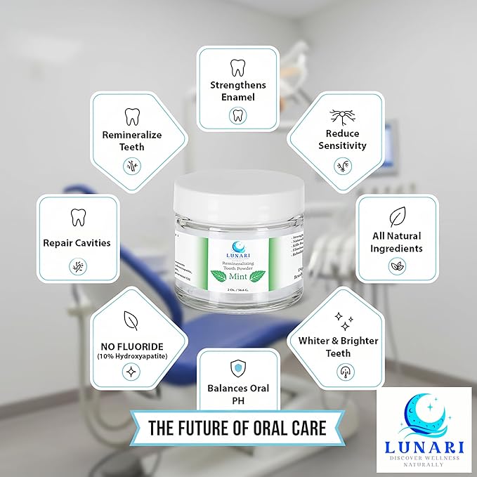 Remineralizing Mint Nano-Hydroxyapatite Tooth Powder for Sensitive Teeth – Natural Fluoride-Free Whitening Toothpaste with Bentonite Clay, Calcium Carbonate & Essential Oils, Vegan, Made in USA