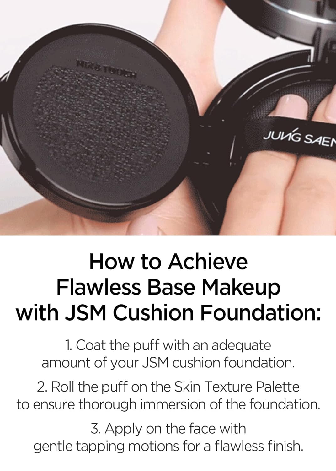 JUNG SAEM MOOL Cushion Puff (4pc) Natural Cover Puff for Smooth Fitting with The Round Shape 2.1 Inch