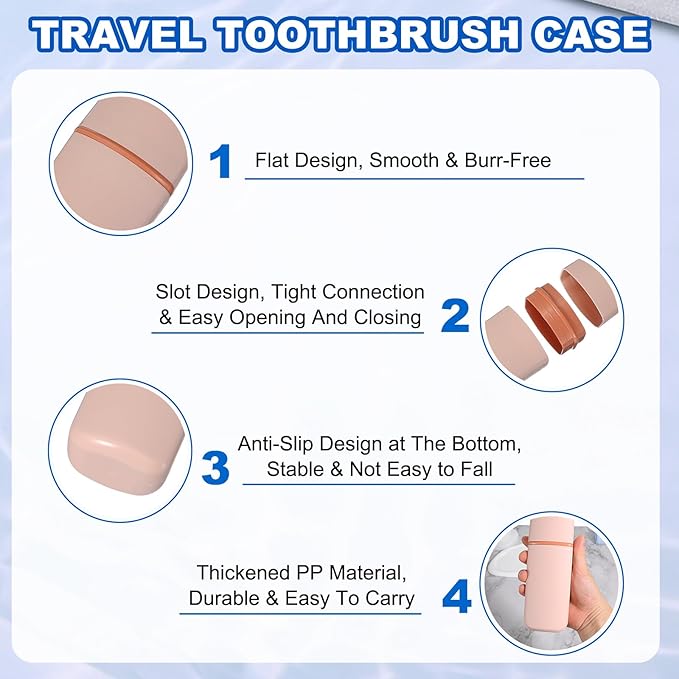uxcell Travel Toothbrush Case, 7.9x2.6x2 Portable Travel Toothbrush Holder with Flat, Plastic Toothpaste Container for Bathroom, Gym, Business Trip, Camping, Pink