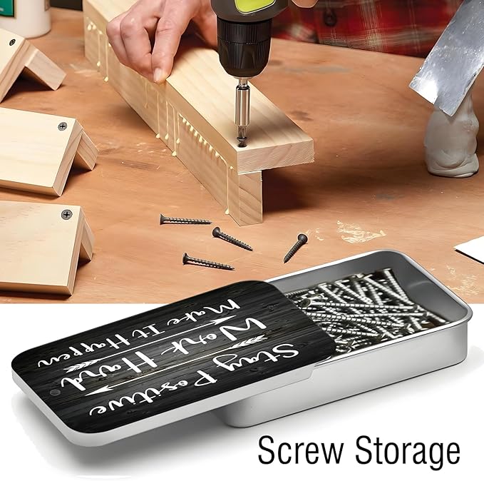 Portable Dental Floss Case, Refillable Cute Travel Floss Dispenser for Men & Women, Pocket Travel Floss Picks Case for Purse, Backpack, Bag Black Stay Positiver