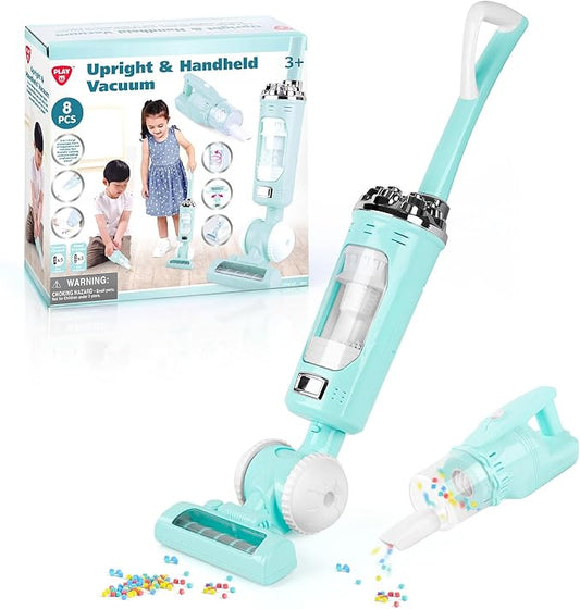 Kids Vacuum Cleaner Toy Set for Toddlers - 2PCS Toy Vacuum Sets for Toddlers 3+ Years Old with Sound Effects, Baby Play Vacuum Pretend Role Play Household Housekeeping Toys for Children Boys Girls