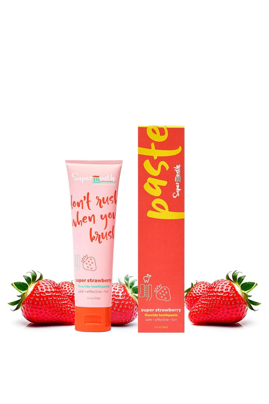 SuperMouth Fluoride Toothpaste - Adults & Kids, Fights Cavities, Whitens, Nano Hydroxyapatite, Dentist Developed, Safe Clean Ingredients, Gentle on Sensitive Teeth, Vitamins D3 & K2, 4 Tasty Flavors