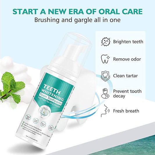 Teeth Whitening Toothpaste with Fluoride, Ultra-fine Mousse Foam for Deep Cleaning Gums, Stain Removal, 3 Fresh Flavors