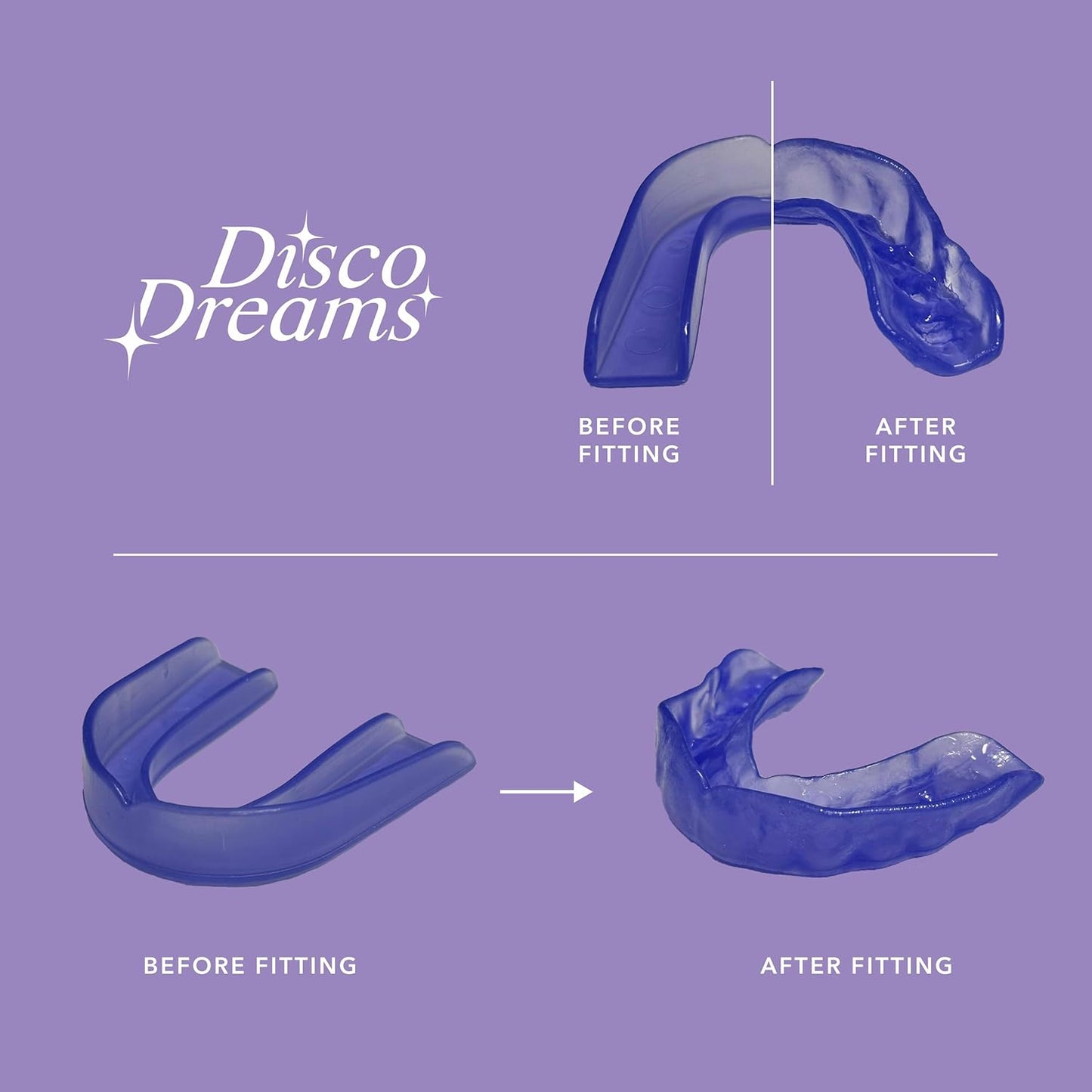 Disco Dreams 2 Pack Customizable Night Guard - Nighttime Relief from Teeth Grinding, at Home Fitting Experience for Nighttime Teeth Grinding & Clenching (Adult, Purple)