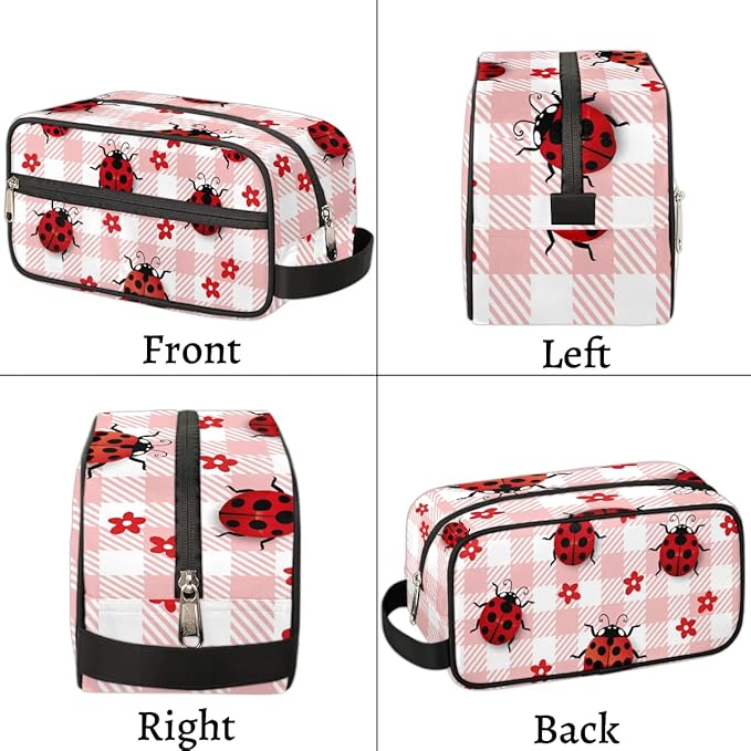 Kids Toiletry Bag for Boys Girls,Cute Ladybugs Travel Hanging Wash Bag Small Makeup Organizer Cosmetic Bag for Women Traveling Toiletries with Handle