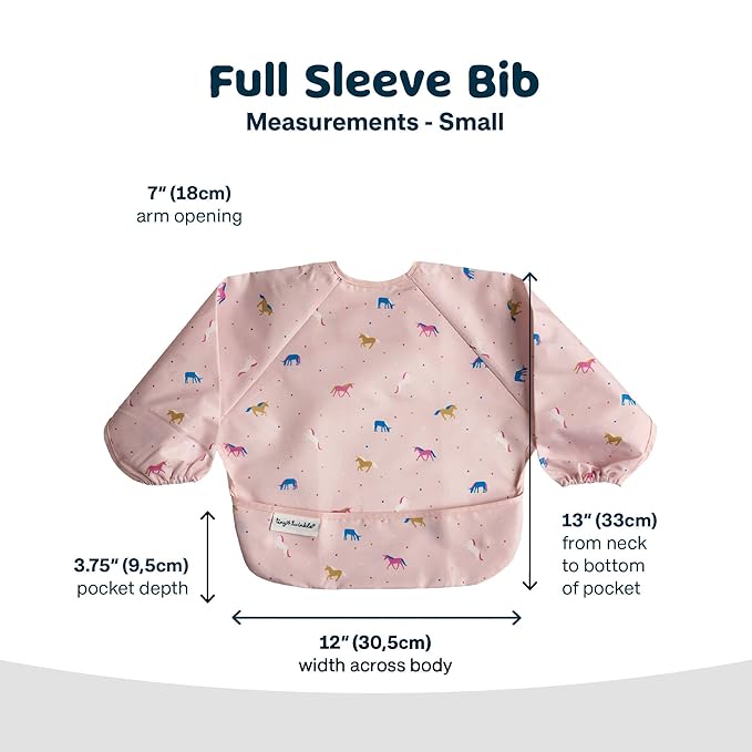 Tiny Twinkle Long Sleeve Bib for Babies & Toddlers – Waterproof Smock Bib for Eating – Machine Washable & Mess-Proof, Baby Feeding Essential & Shower Must-Have(Unicorn Confetti, 6–24M)