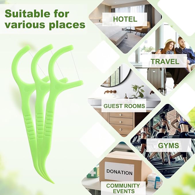 Bulk Floss Picks Dental Floss Sticks Bulk for Teeth, Floss Picks Dental Floss Picks Bulk for Family, Travel, Braces & Sensitive Teeth Dental Hygiene Essentials (500,Green)