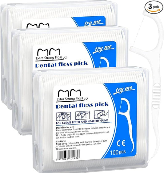 300 Count Professional Dental Floss Picks for Teeth Travel Pack, Picks Flosser for Adults Teeth Cleaning Dental Flossers for Family