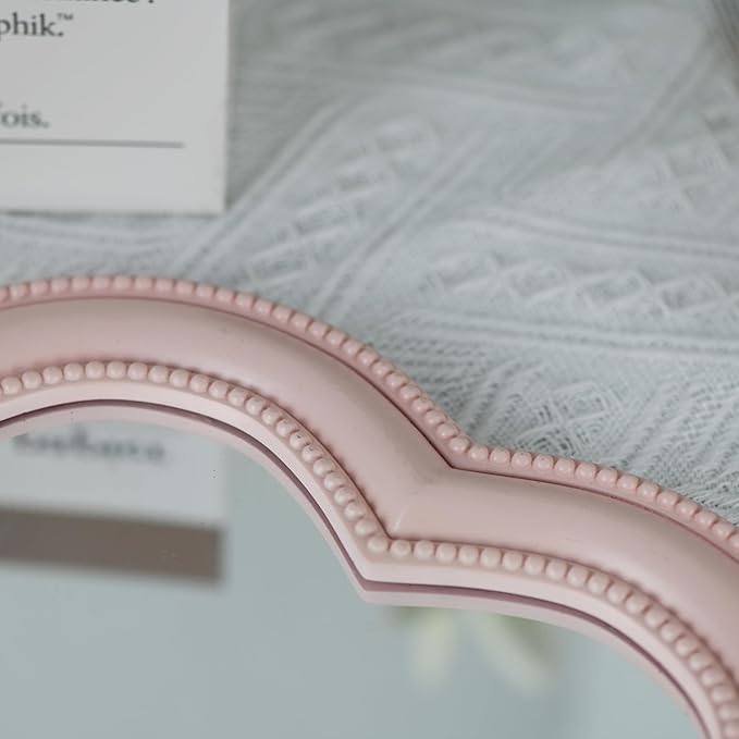 Heart Shape Makeup Mirror Wall Mounted Mirror with Hanging Hole for Home Room Decoration Birthday Gift Valentine's Day Gift for Girl,10.6x10.2inch(Pink)