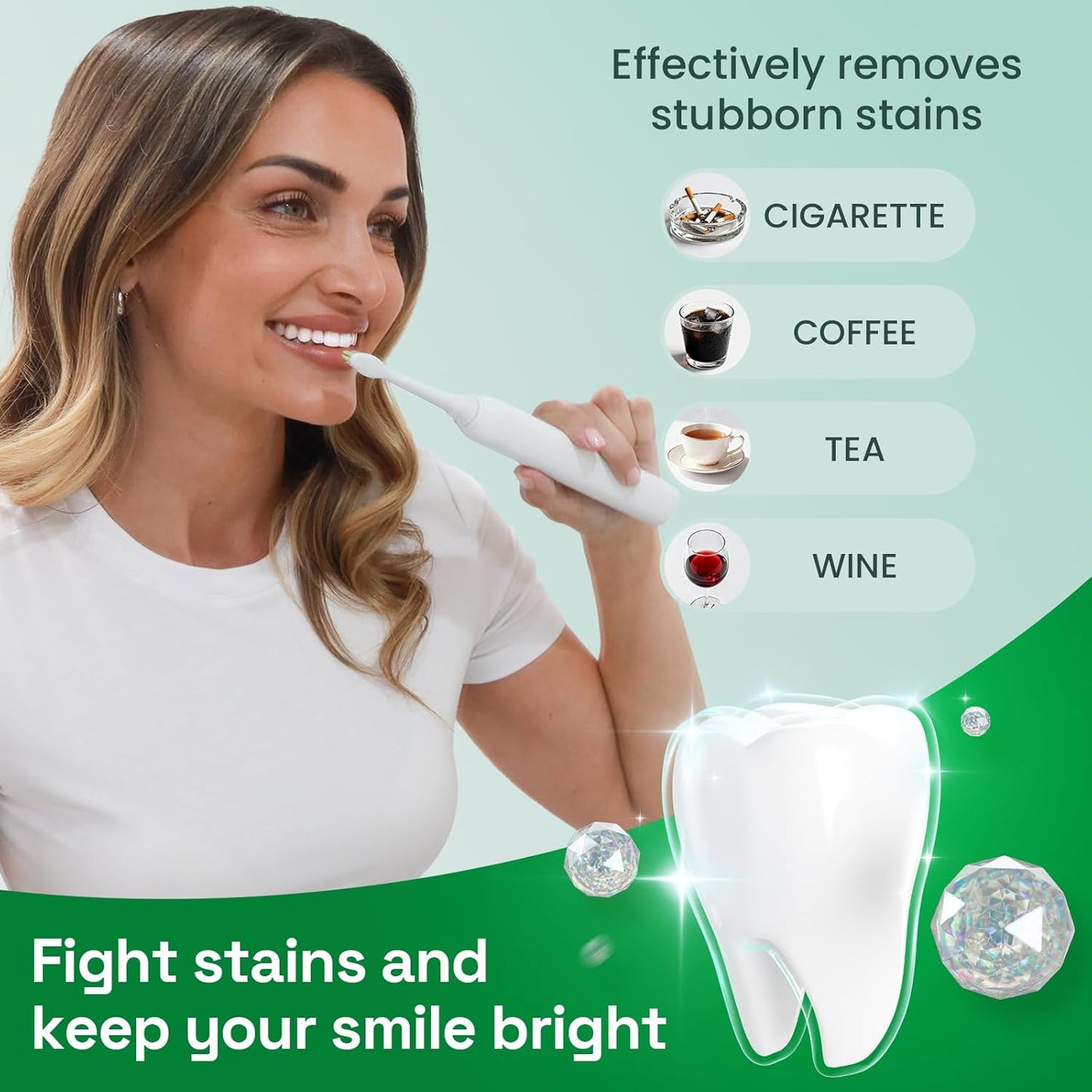 Brushmo Whitening Replacement Toothbrush Heads, Compatible with Philips Sonicare Click-on Electric Toothbrush Handles, 8 Standard Heads, Medium Firm Diamond-Shape Dupont Bristles, BM668, White