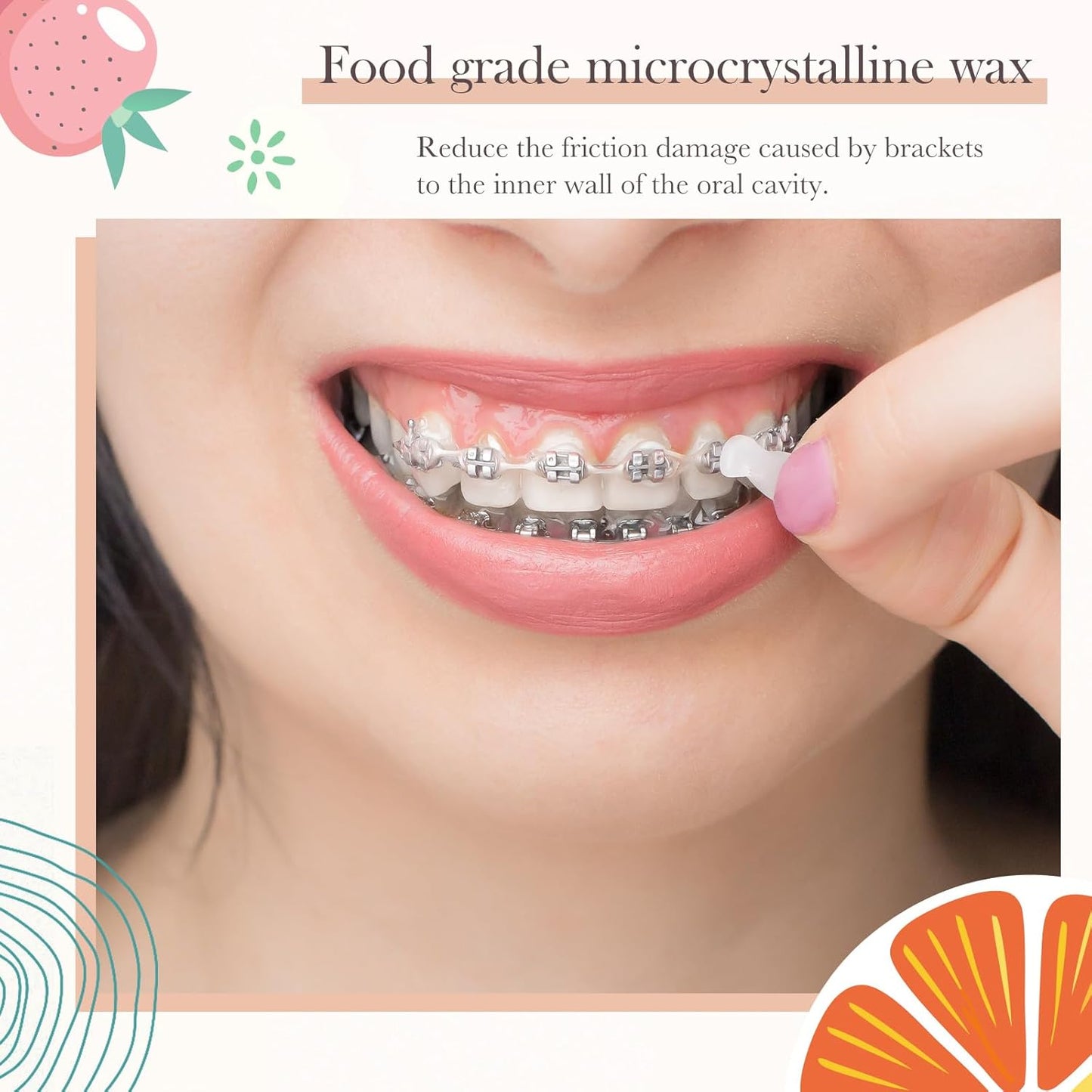 Geiserailie 5 Pack Braces Wax for Teeth New Flavored Dental Orthodontic Wax with Applicator Scraper for Braces Wearer, Oral Appliances, Aligners Patients,5 Fruit Flavors