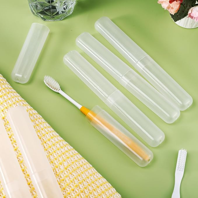 60 Pcs Travel Toothbrush Case, Portable Plastic Toothbrush Holders Bulk, Plastic Dust Proof Breathable Toothbrushes Case Holder for Travel, Business, Indoor, Outdoor, Camping, Bathroom(Clear)