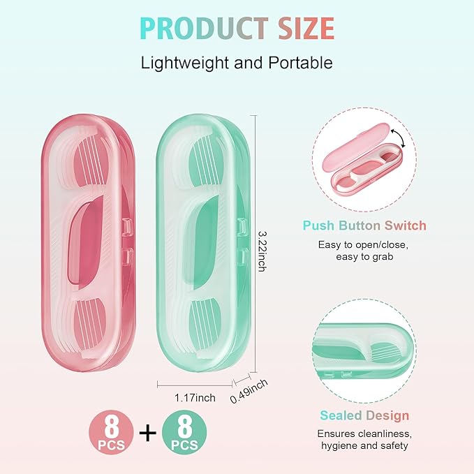 Travel Floss,160 PCS Portable Flossers Dental Picks,16 Pack Individually Cases with Flossing Pick,Floss Sticks for Adults Teeth Cleaning, Sealed Storage Ideal for Family, Hotel, Trip