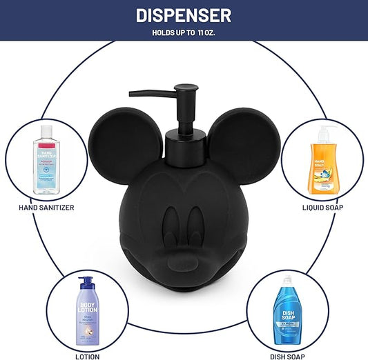 Jay Franco Disney Mickey Mouse Bathroom Organizer Set - 4 Piece Red, Black and White Accessories Includes Resin Soap Dispenser, Soap Dish, Toothbrush Holder and Tumbler - Bathroom Décor