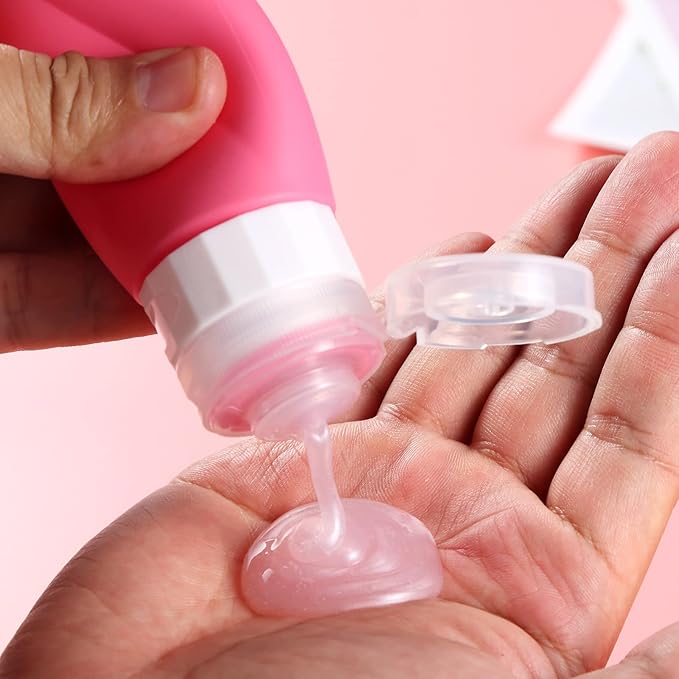 Gemice Travel Bottles for Toiletries, 3oz Tsa Approved Travel Size Containers BPA Free Leak Proof Travel Tubes Refillable Liquid Travel Accessories with Clear Toiletry Bag (4 Pack)