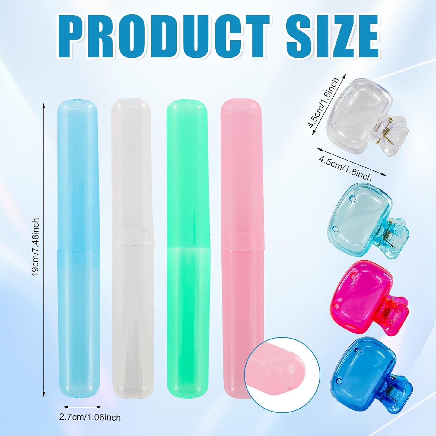 8 PCS Toothbrush Covers and Toothbrushs Travel Case, Travel Toothbrush Holder, Tooth Brush Cover Cap for Traveling, Bathroom, Camping, Business Trip