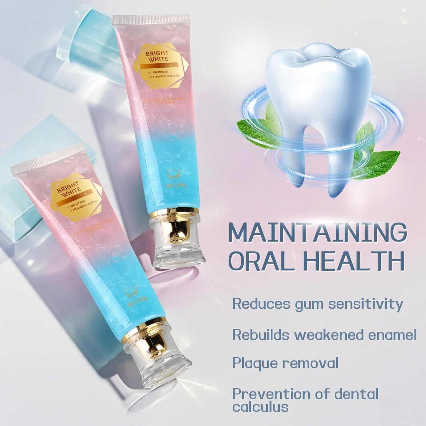 Niacinamide Whitening Toothpaste, Niacinamide Intensive Whitening Toothpaste, Enamel Protection & Long-Lasting Fresh Breath, Stain Removal - Daily Use for Improves Gum Health, Deep Cleaning Care (2)