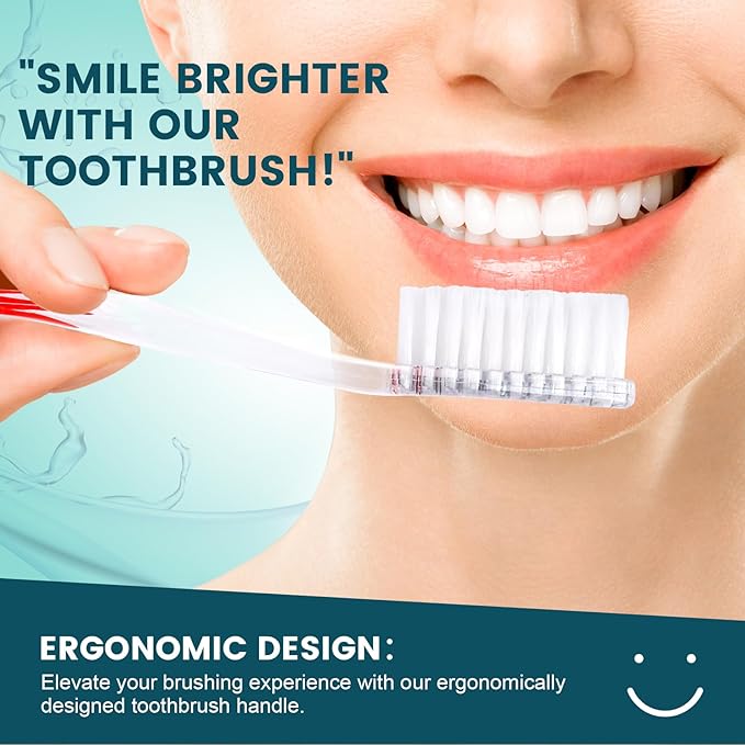 Navona 100 PCS Travel Toothbrush and Toothpaste Set, Travel Toothpaste, Bulk Toothpastes, Individually Wrapped Bulk Toothbrush, Ergonomics Handle,Medium Soft Bristle, Perfect for Hotel