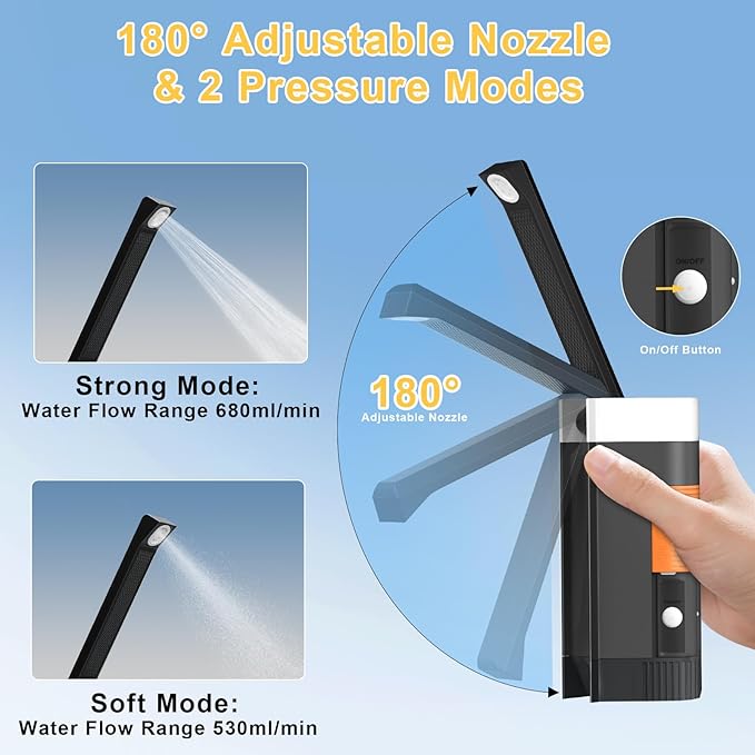 SoulBay Portable Bidet for Travel, 400ml Large Capacity Rechargeable Electric Personal Toilet Handheld Sprayer Bidet with Max 680ml/Min High Pressure, Waterproof, Your Hygiene On-The-Go