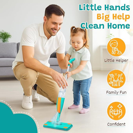 Toy Spray Mop for Kids - Really Toddler Kids Spray Mop, Montessori Cleaning Toy Set, Educational and Fun Gifts for Boys and Girls Ages 4+, Kids Cleaning Toy Set