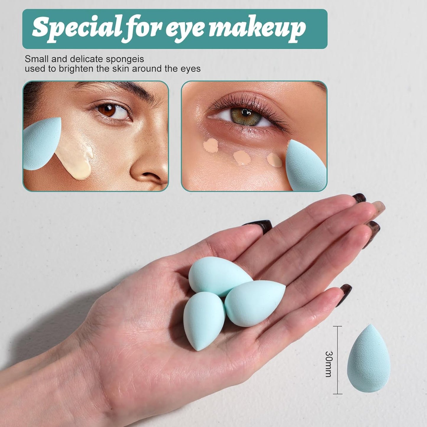 Makeup Sponge Set BS-MALLTriangle Puff 14 Pcs for Liquid, Cream, and Powder, Multi-colored Makeup Sponges and Mini Makeup Sponge (E-GreenOrange)