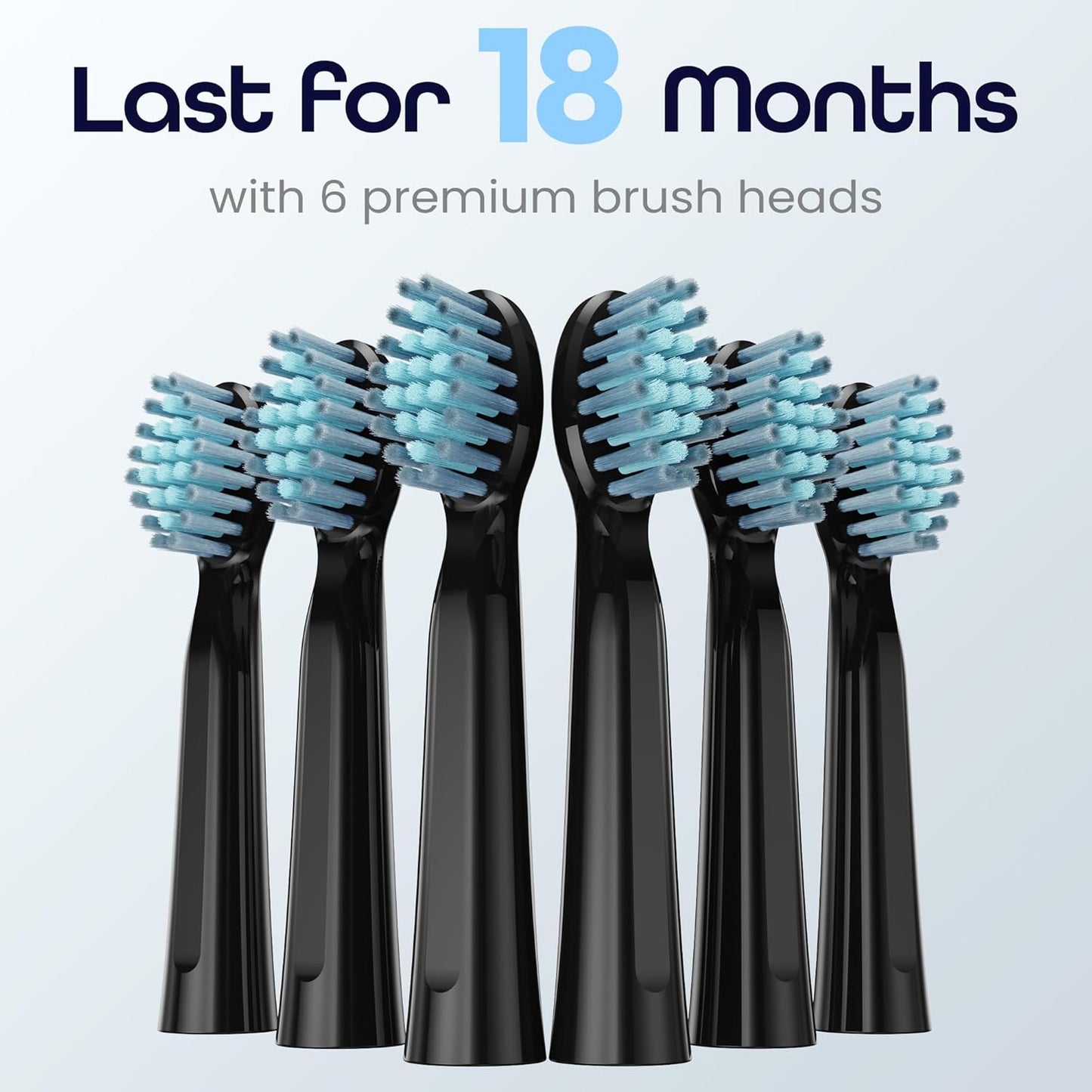7AM2M Sonic Electric Toothbrush for Adults High Power Rechargeable Toothbrushes with 6 Brush Heads,5 Adjustable Modes, Built-in 2-Minute Smart Timer,3 Hours Fast Charge for 45Days Black