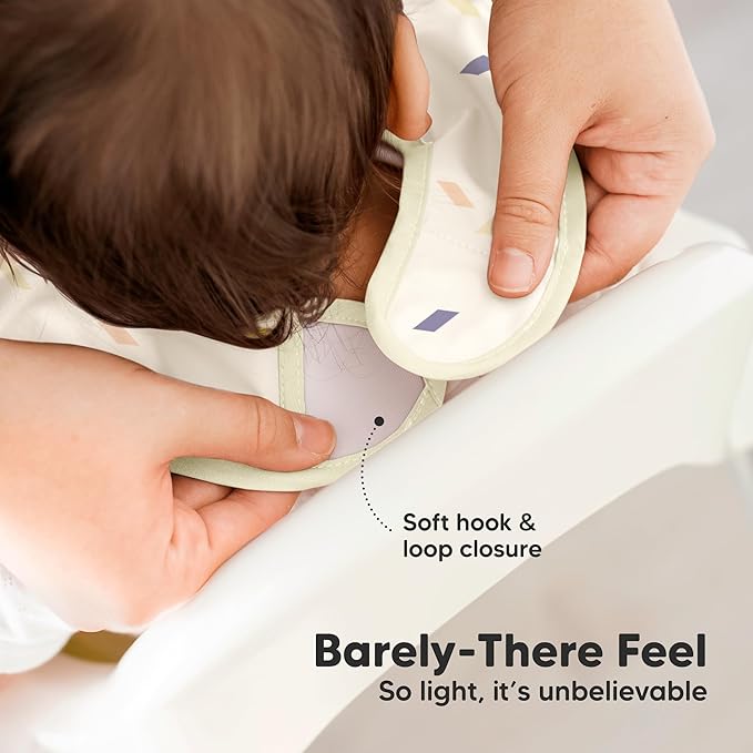 3-Pack Waterproof Baby Bibs for Eating - Lightweight Toddler Feeding Bibs with Large Food Catcher, Mess Proof, Food-Grade Baby Eating Essentials, Easy to Put On & Clean (Prism)