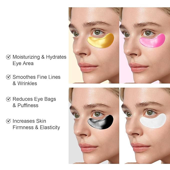 Jakuva Under Eye Patches (40 Pairs), 4 Colors Collagen & Hyaluronic Acid Eye Masks Set for Dark Circles, Puffy Eyes,Wrinkles,Moisturizing Face Masks Skincare Eye Spa for Woman & Men Gift