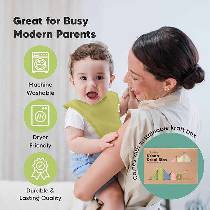 8-Pack Organic Baby Bibs for Boys, Girls - Soft Cotton Drooling and Teething Bibs for Baby Girl & Boy, Extra Absorbent, Easy to Clean & Put On for Toddler, Newborn, Infant 0-24 Months (Boho)