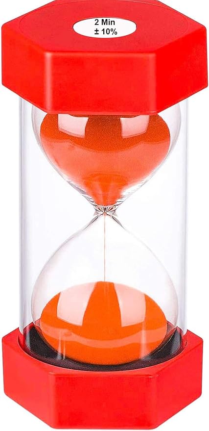 SuLiao Sand Timer 2 Minute Hourglass: Colorful Plastic Sand Clock, Large Red Sand Watch, Reloj de Arena 2 Minuto, Unbreakable Sandglass for Childs, Office, Games, Decorative