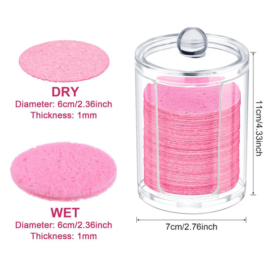 50 Pcs Compressed Facial Sponges Facial Makeup Natural Cosmetic Spa Sponges for Women Cleansing, Exfoliating Mask, Makeup Removal, Dead Skin, and Dirt, Travel Essentials(Pink)