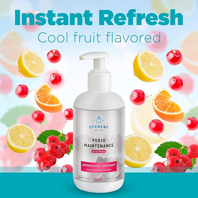 Perio Maintenance Alcohol Free Mouthwash – Concentrated Mouthwash for Bad Breath, Plaque, Sensitive Teeth, and Gingivitis or Gum Disease - Stannous Fluoride Rinse by Everest Oral Care 10 Fl oz