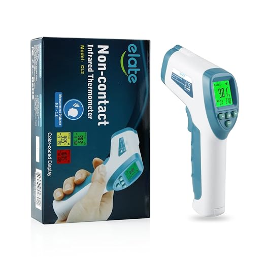 Elate Forehead Thermometer | Baby Thermometer for Adults, Kids, Infants | No-Touch Digital Infrared with Fever Alarm | Home Medical Grade for Nurse Accessories | Newborn Essentials